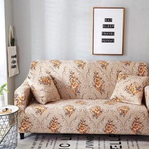 funda de sillon standar tamaño 3 cuerpos beige con diseño