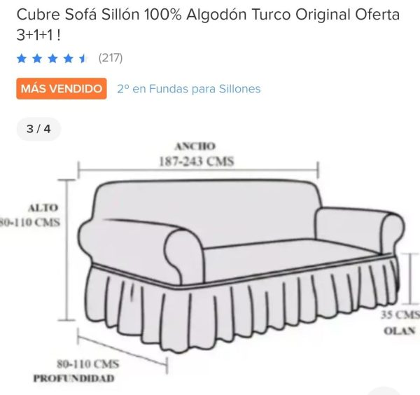 Fundas Cubre Sillones Tipo L Turcos 100% Originales