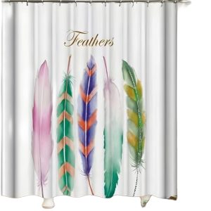 Cortina de baño tela impermeable diseño plumas