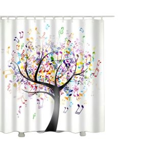 Cortina de baño tela impermeable diseño árbol musical