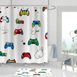 Cortina de ducha tela impermeable diseño gamer