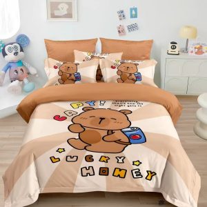 Cubrecama Quilt plaza y media diseño Capibara