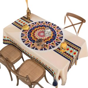 Mantel rectangular antimancha diseño mandala medida 140x220 cms
