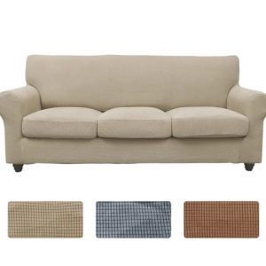 Set de funda de sofa calce perfecto tamaño 3 cuerpos tela jacquard +3 funda de cojin asiento