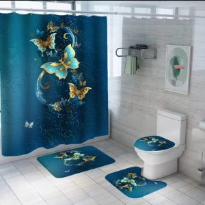 Set de baño acolchado 4 piezas diseño mariposas