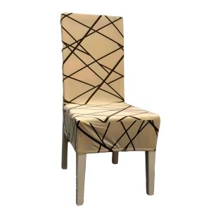 set 4 Funda standar de silla completa diseño beige con lineas