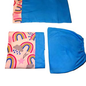 Sabana infantil algodon 144 hilos para cama de transición 150x70 cms diseño arcoiris diferentes colores