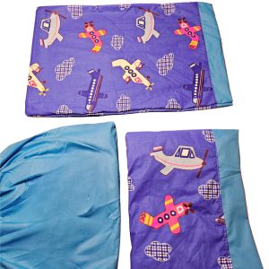 Sabana infantil algodon 144 hilos para cama de transición 150 x 70cms calipso azul avionetas