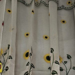 1 paño visillo lino bordado girasol