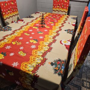 set mantel rectangular + 6 funda de silla navidad
