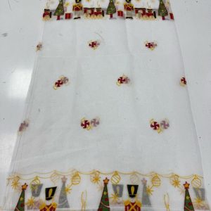 set 2 paños Visillo lino bordado diseños navidad