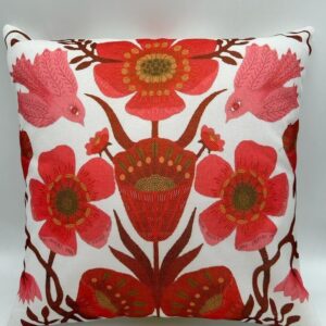 Set de 2 fundas de cojín blanco diseño flores rojas