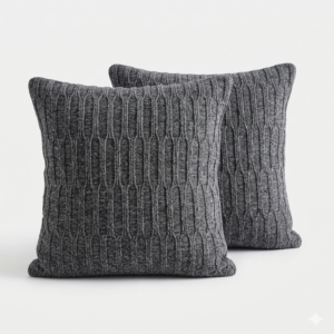 set 4 fundas de cojin tela gruesa texturada gris jaspeado medida 45x45 cms
