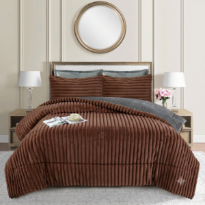 cubrecama 2 plazas plush con sherpa interior