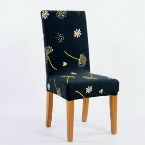 Funda de silla completa diseño negro flores amarillas